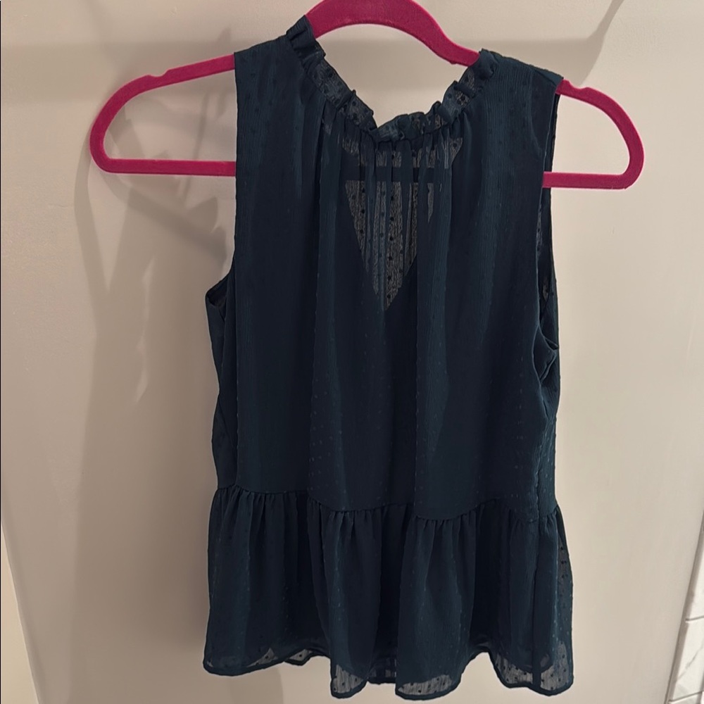 LOFT Black Ruffled Peplum Blouse